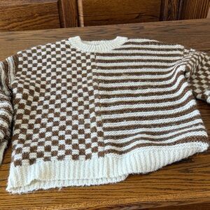 Blu Pepper Brown and Cream Patterned Sweater